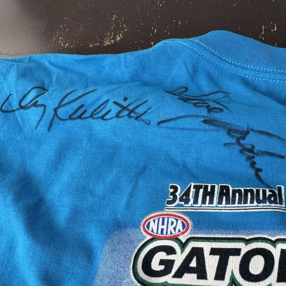 Vntg NHRA Brandon Bernstein & Doug Kalitta Signed T Shirt XL 2003 Gatornationals - Picture 5 of 12
